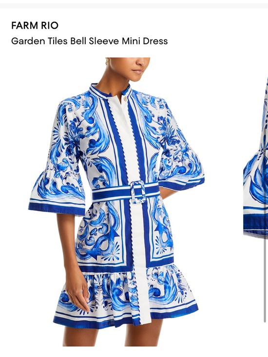 FARM Rio Dresses & Skirts - FARM Rio Garden Tiles Bell Sleeve Mini Dress